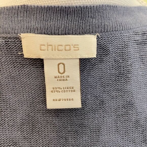 Chicos Foiled Animal Frankie Fringe Cardigan Blue - Picture 4 of 9